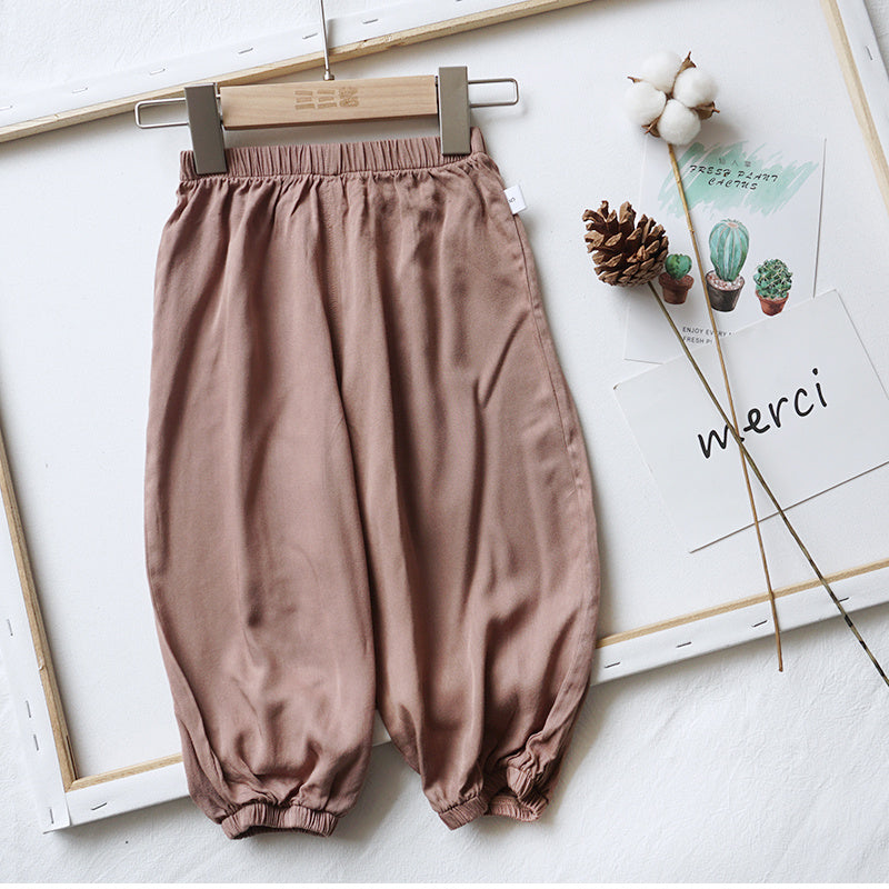 Baby Anti Mosquito Pants Summer Thin Boys'' Summer Clothes Ice Silk Cotton Hemp Lantern Pants Women''s Baby Rayon Air Conditioning Pants