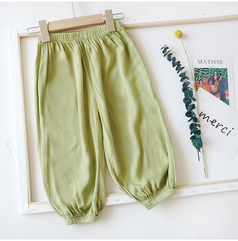 Baby Anti Mosquito Pants Summer Thin Boys'' Summer Clothes Ice Silk Cotton Hemp Lantern Pants Women''s Baby Rayon Air Conditioning Pants