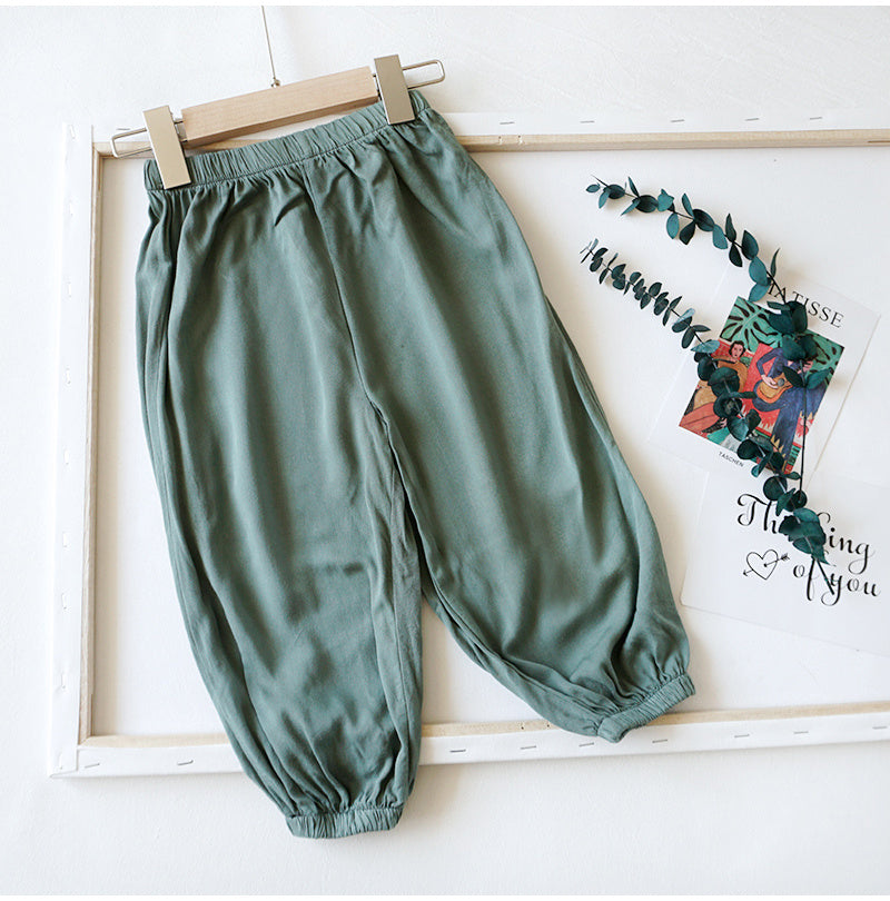 Baby Anti Mosquito Pants Summer Thin Boys'' Summer Clothes Ice Silk Cotton Hemp Lantern Pants Women''s Baby Rayon Air Conditioning Pants