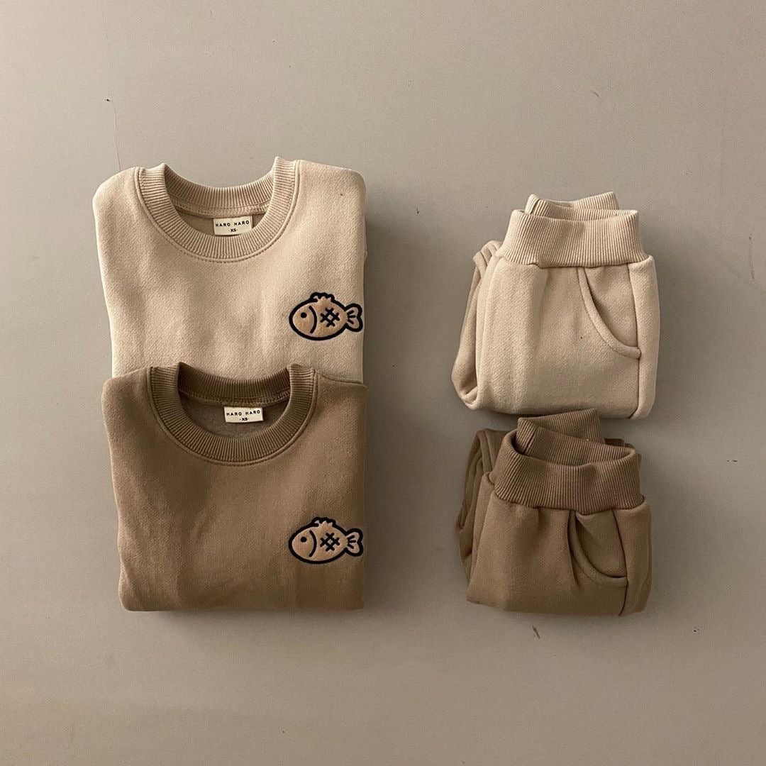 Infant Children's Thickened Pullover Sweater Pants Set