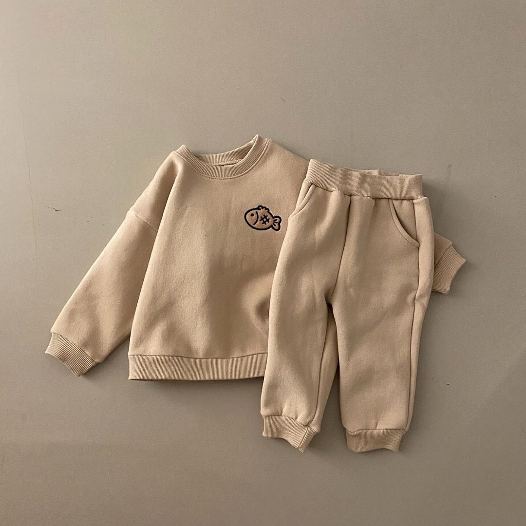 Infant Children's Thickened Pullover Sweater Pants Set