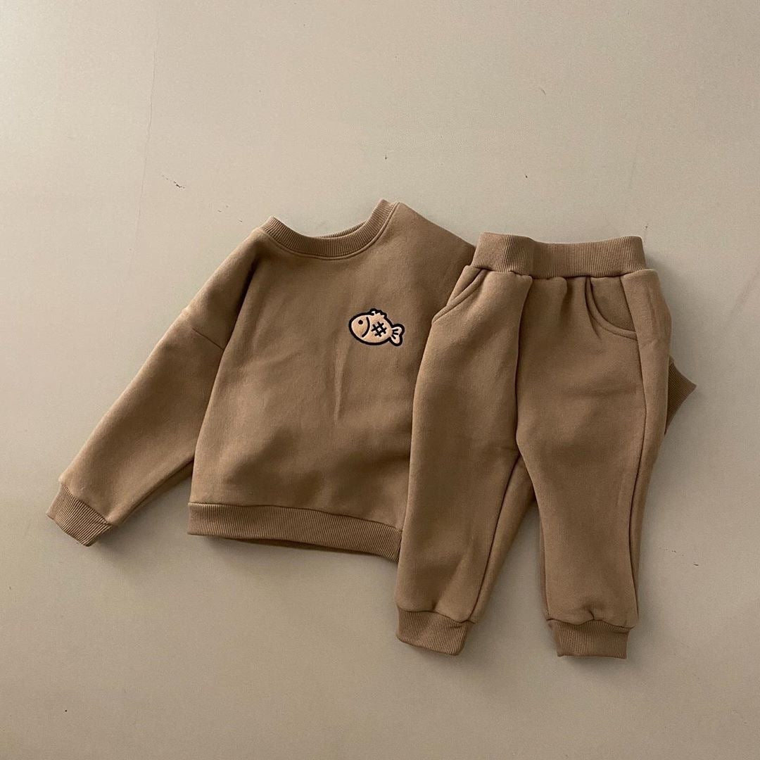 Infant Children's Thickened Pullover Sweater Pants Set