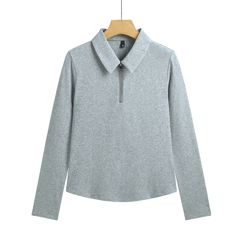 cotton long sleeve grey top