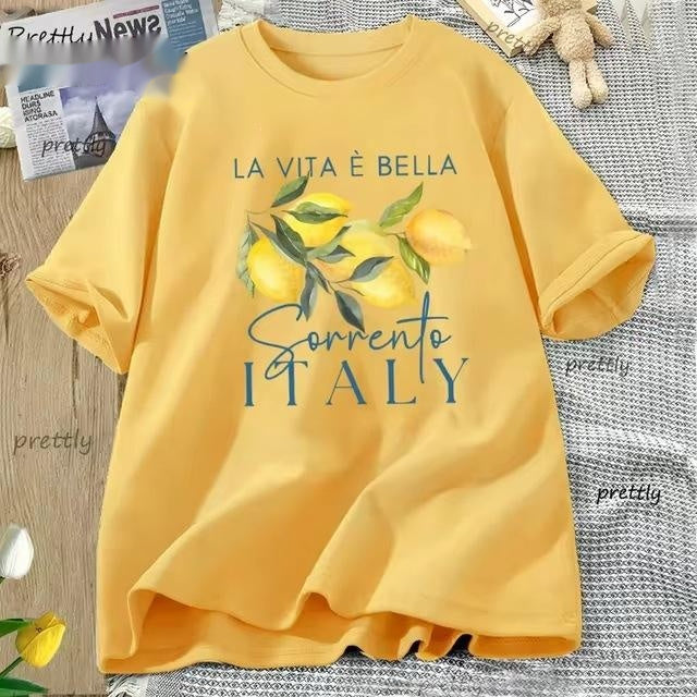 100% cotton sorrento italy yellow shirt