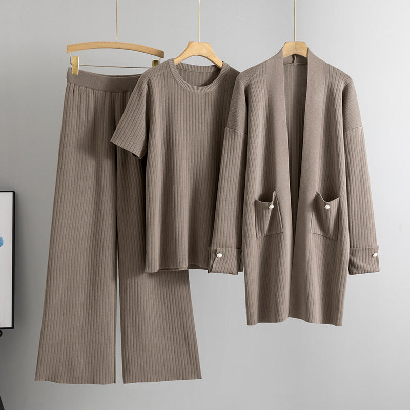 Wool | Cardigan Three-piece Set