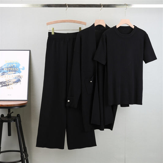 Wool | Cardigan Three-piece Set