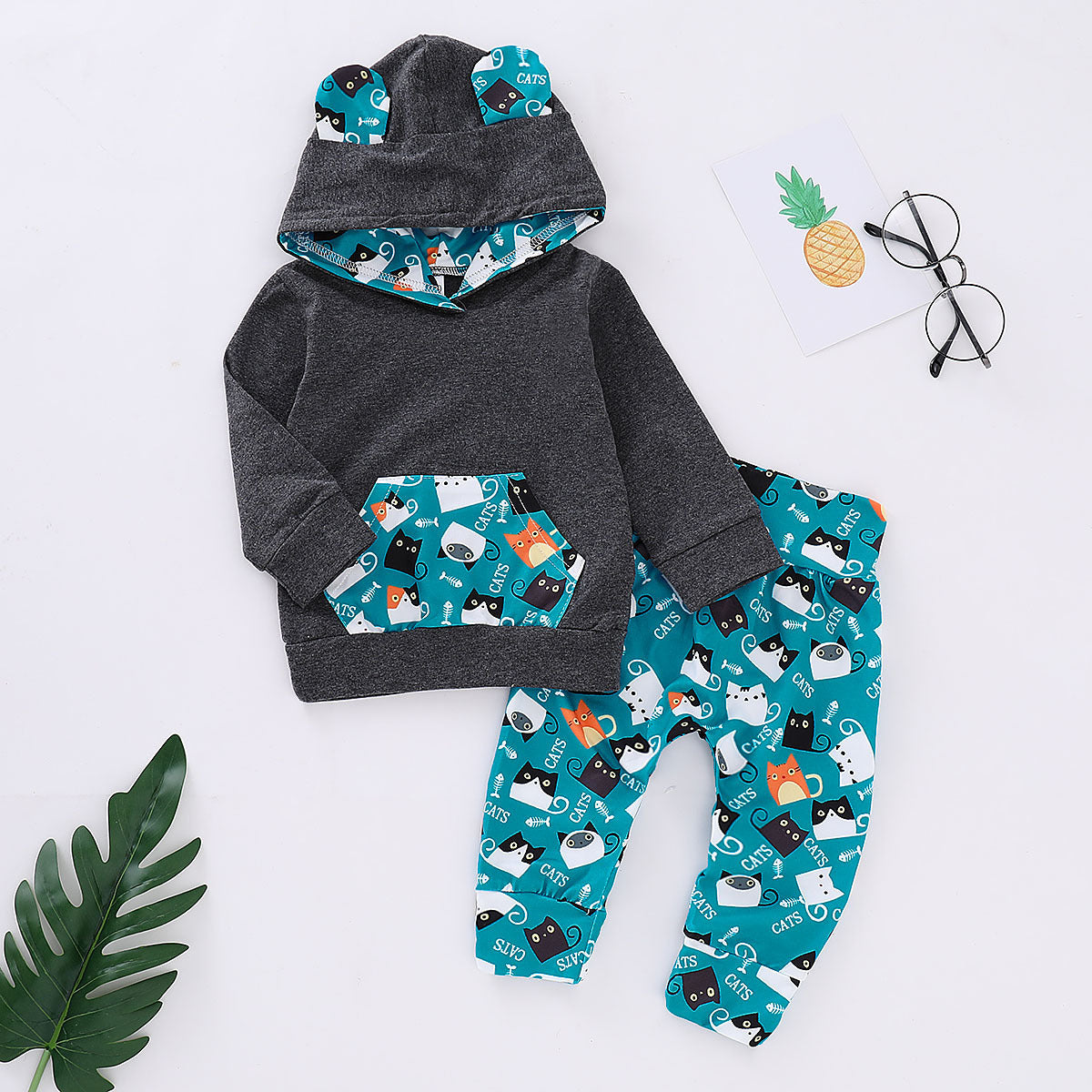 Cotton | Kitten Hoodie Set