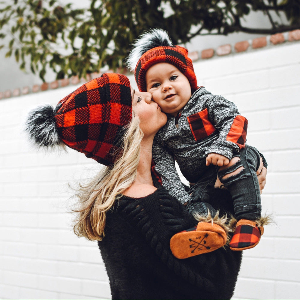 Mommy & Me | Flannel Wool Knit Toques