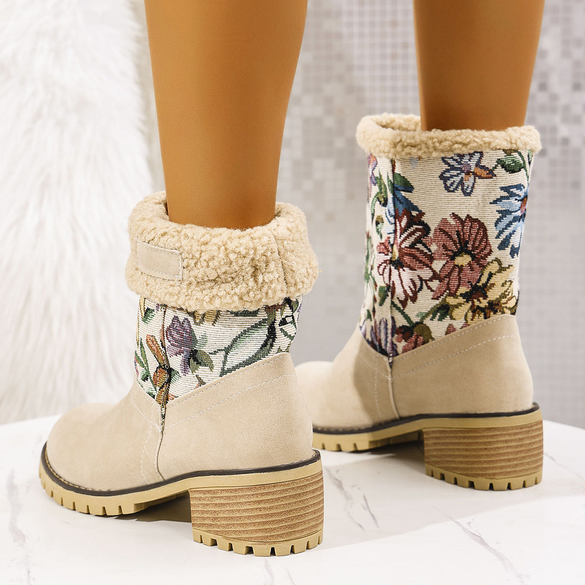 Floral Embroidered Boho Snow Boots