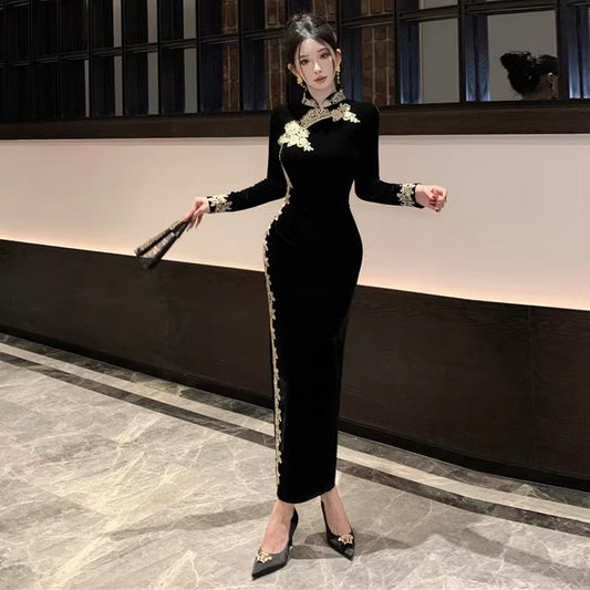 Cheongsam | Dark Velvet Dress