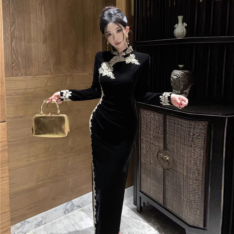 Cheongsam | Dark Velvet Dress