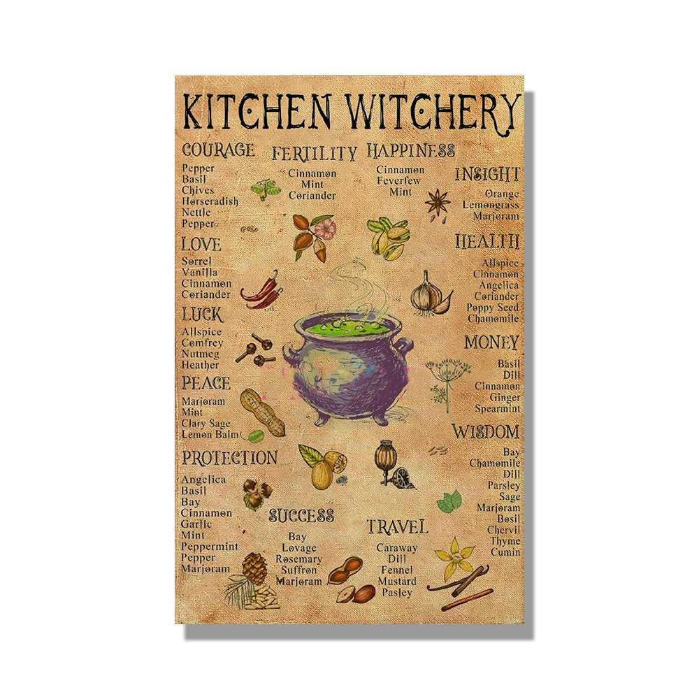 Witchy | Kitchen Witchery Herbalism Oil Canvas Painting