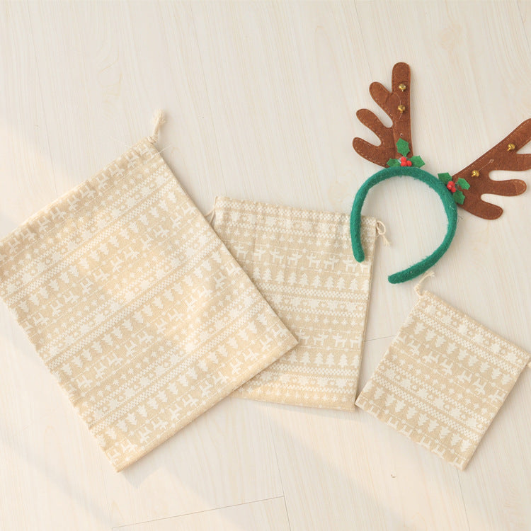 Linen Christmas Gift Bags