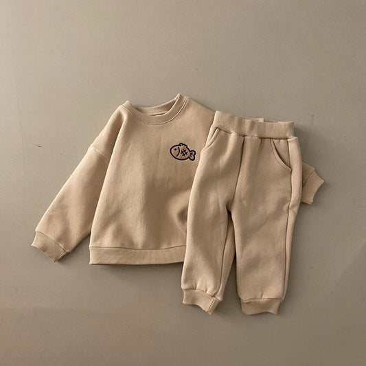 Infant Children's Thickened Pullover Sweater Pants Set