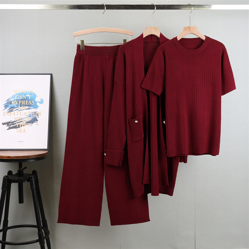 Wool | Cardigan Three-piece Set