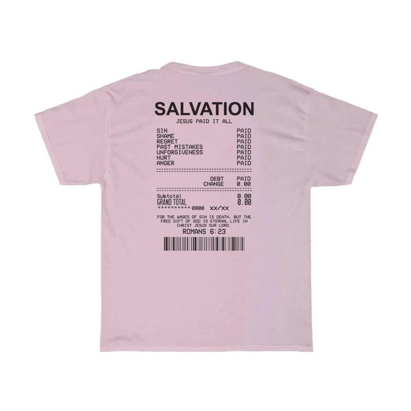 Bible Faith - Salvation, Jesus Paid it all pink shirt.