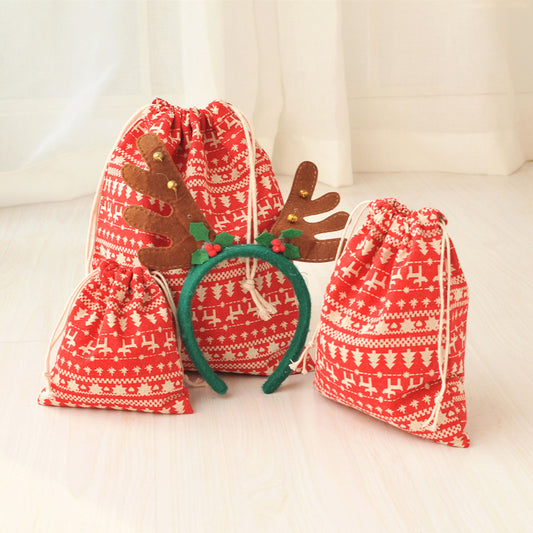 Linen Christmas Gift Bags