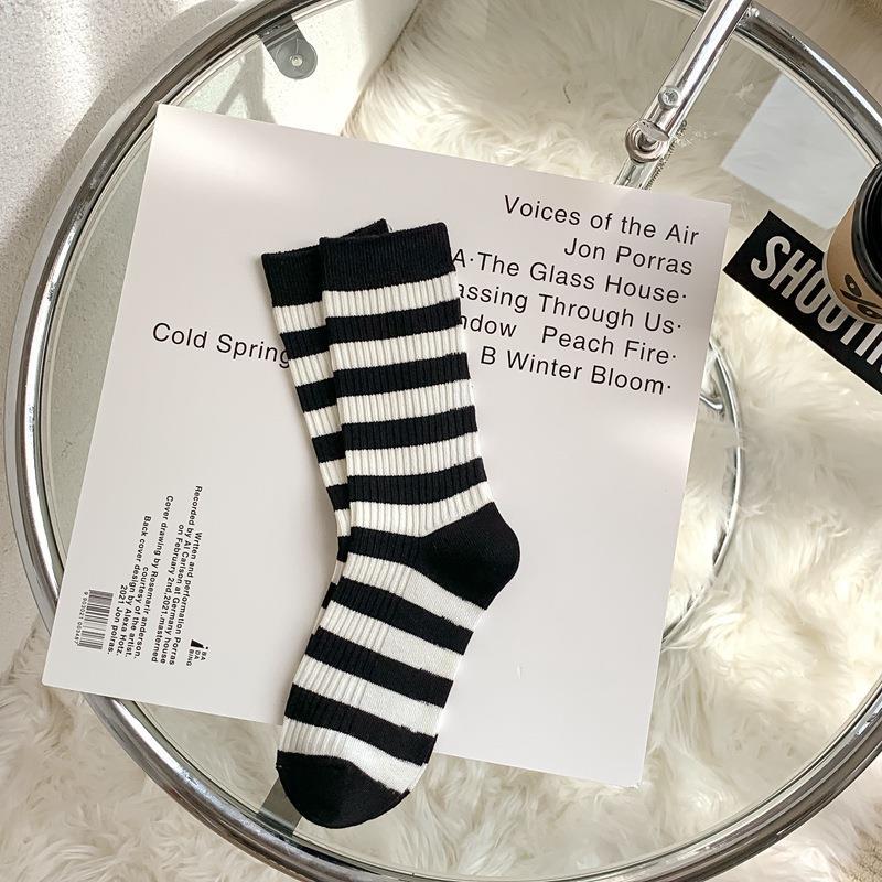 black and white striped socks