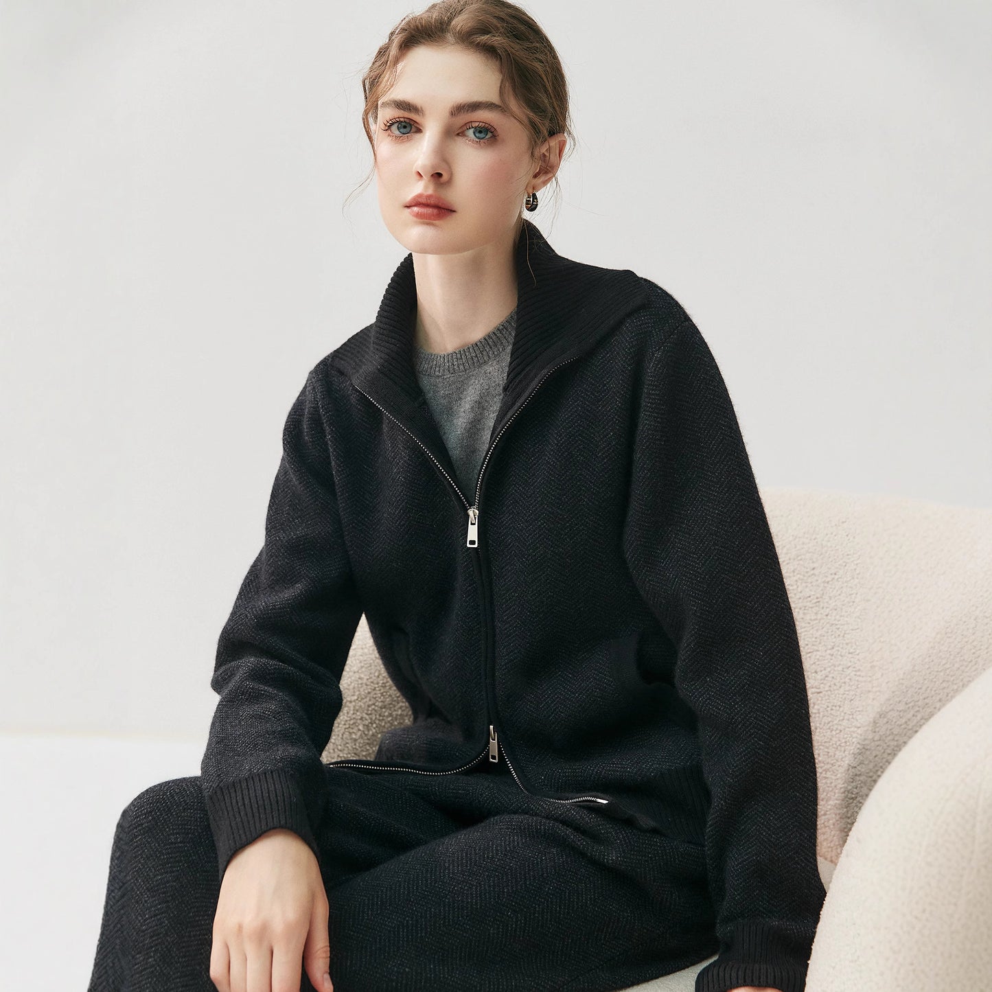 black cashmere sweater set