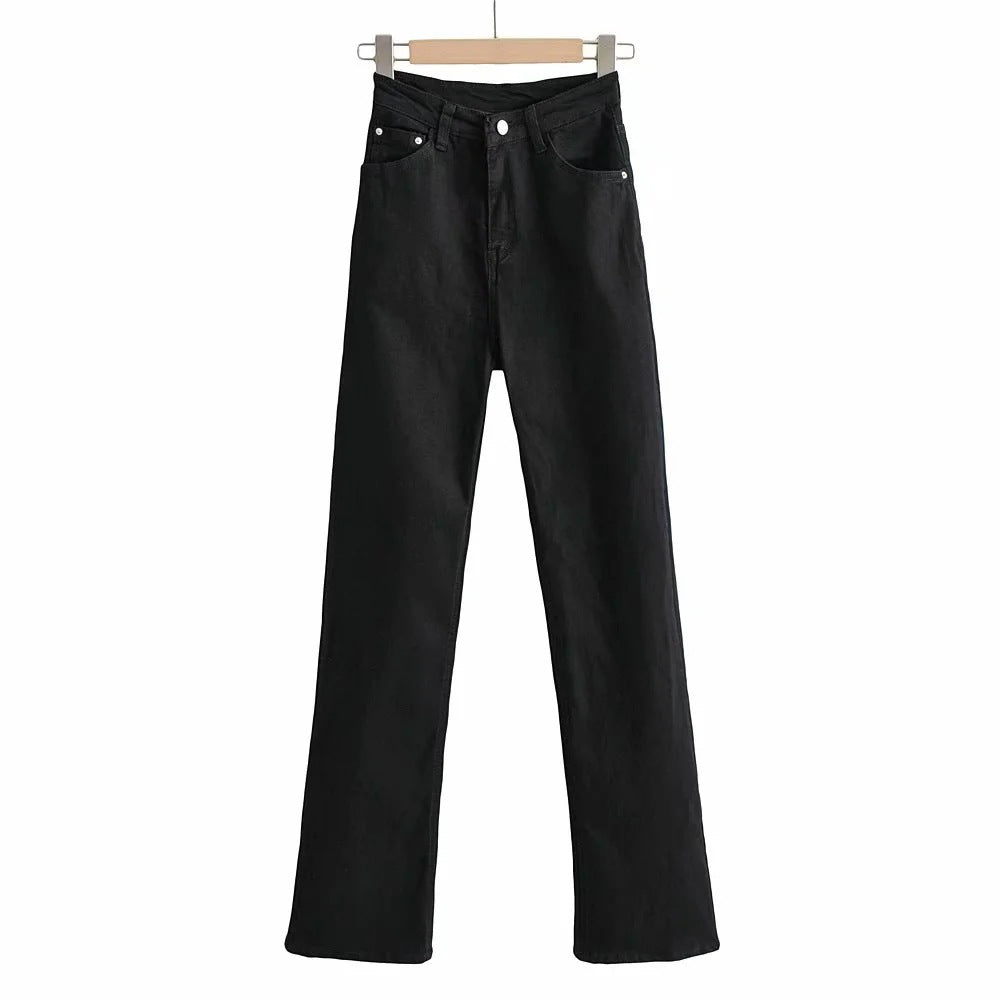 black microflare jeans