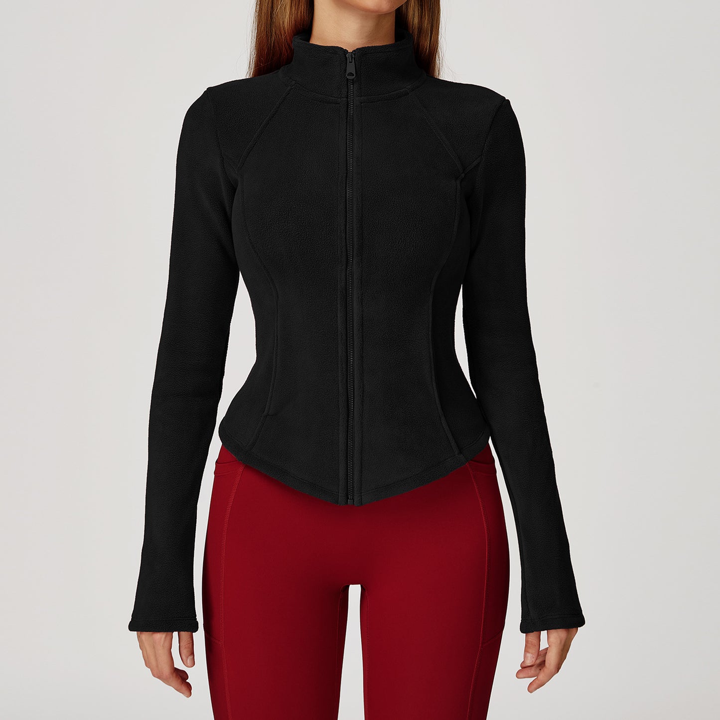black plush athleisure coat