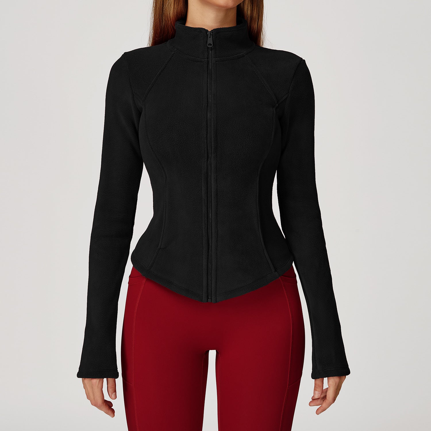 black plush athleisure coat