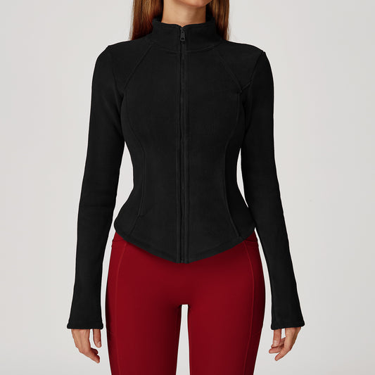 black plush athleisure coat