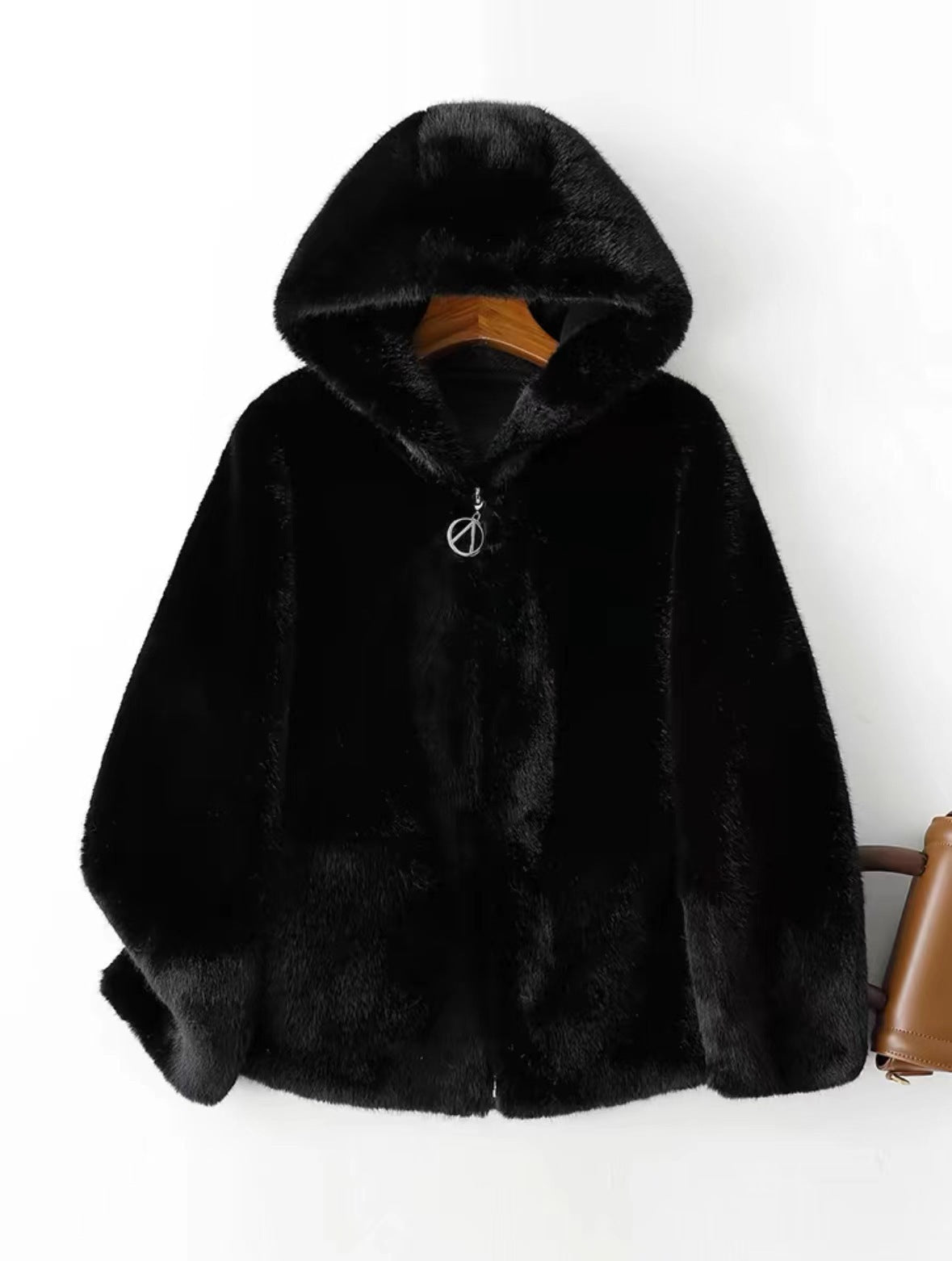 black plush coat