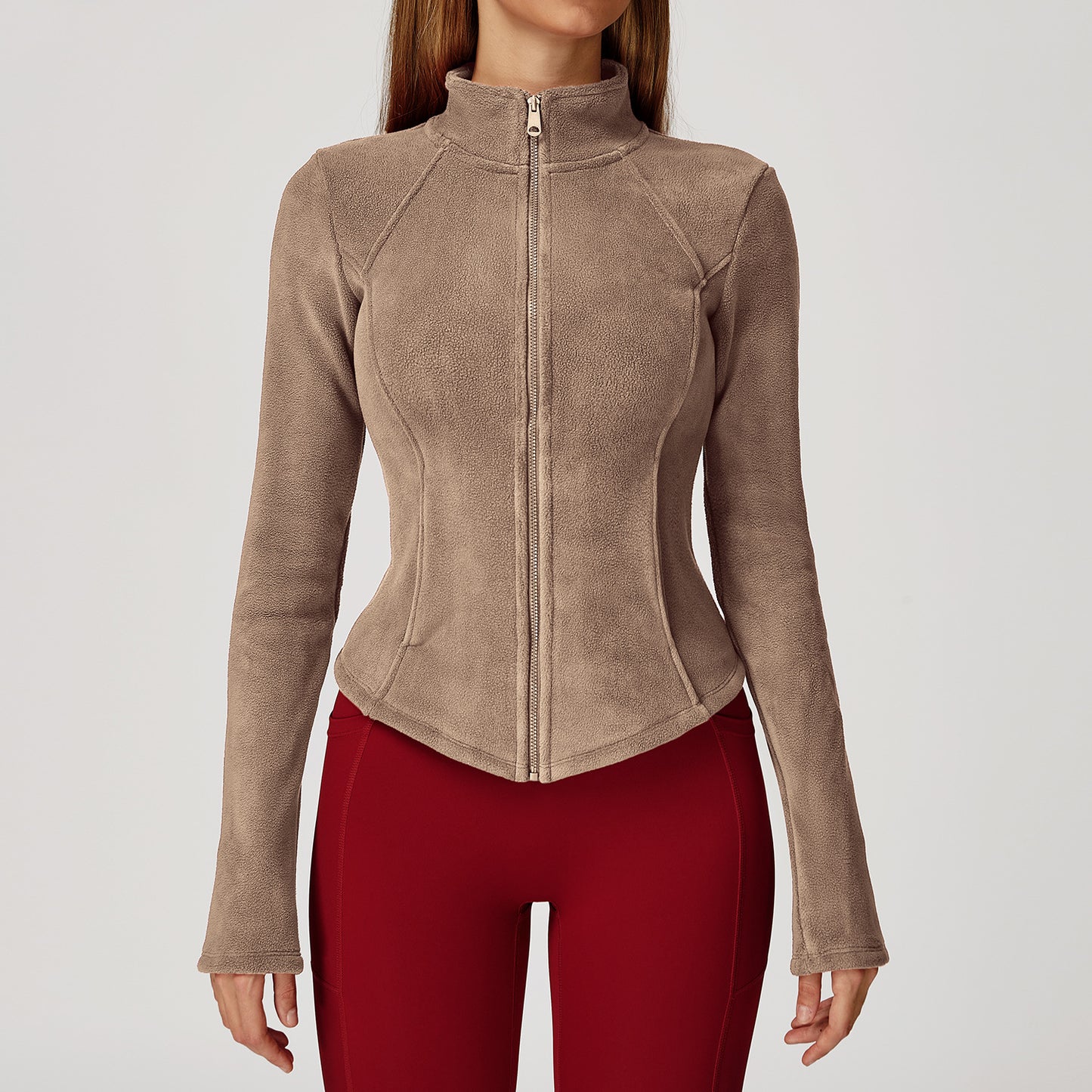 brown plush activewear coat