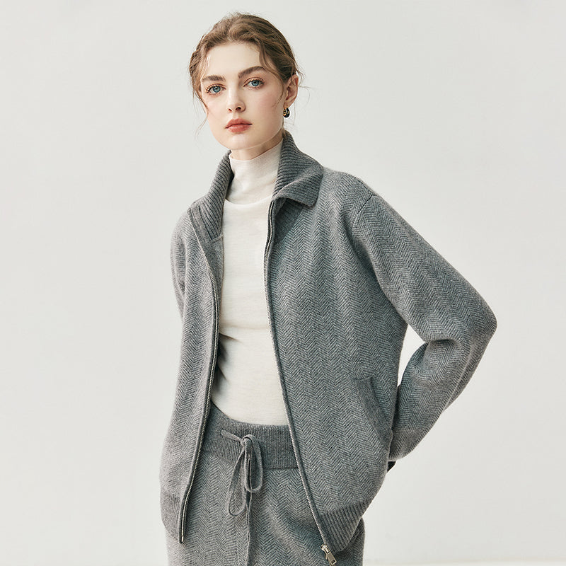 cashmere grey cardigan set