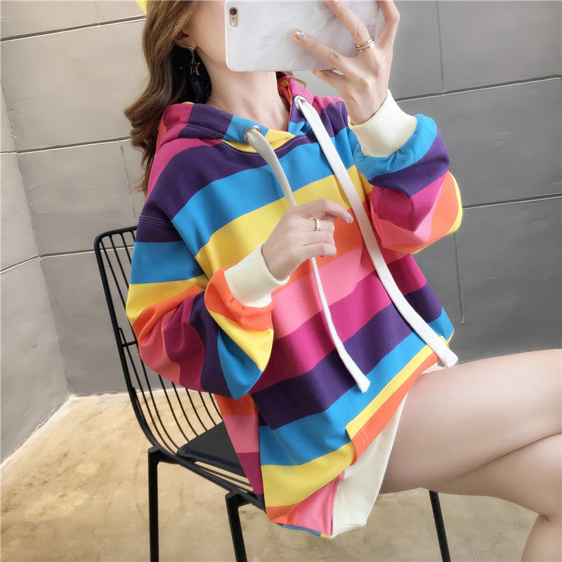 cotton dark rainbow hoodie