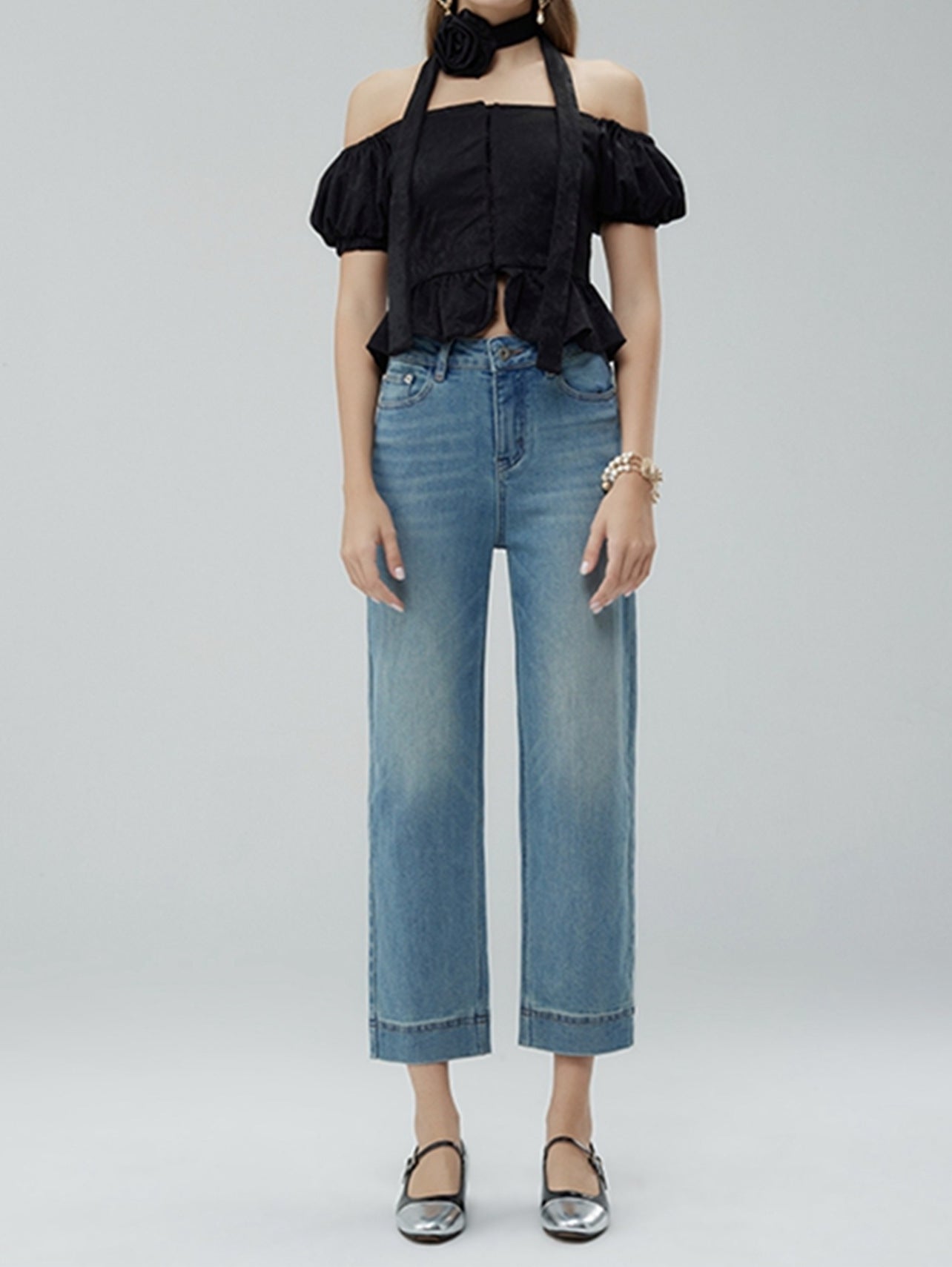 cotton cropped jeans
