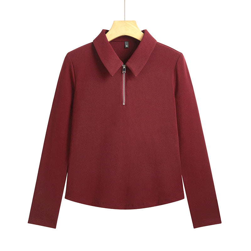cotton long sleeve red tops