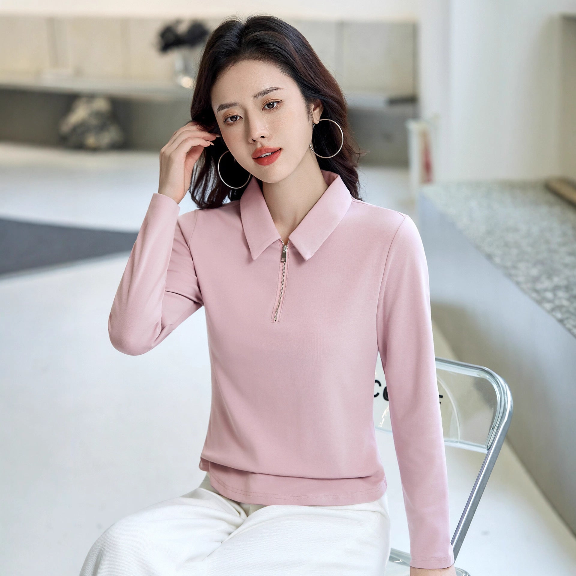 cotton pink long sleeve top