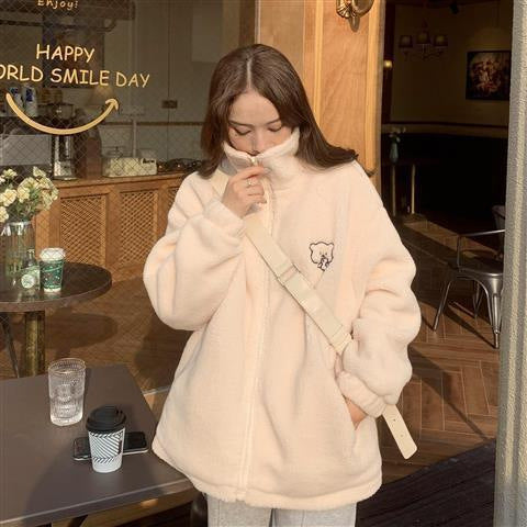 cream plush track suit
