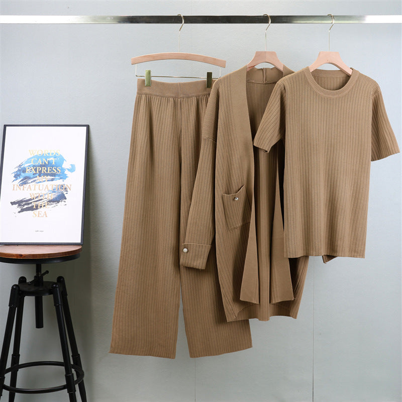 Wool | Cardigan Three-piece Set