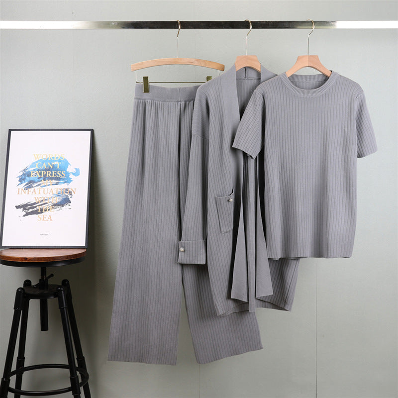 Wool | Cardigan Three-piece Set