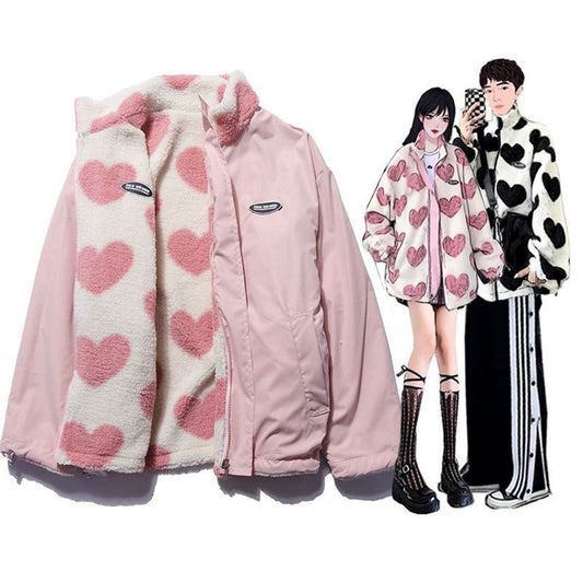 Cotton | Reversible Plush Heart Rain Jacket