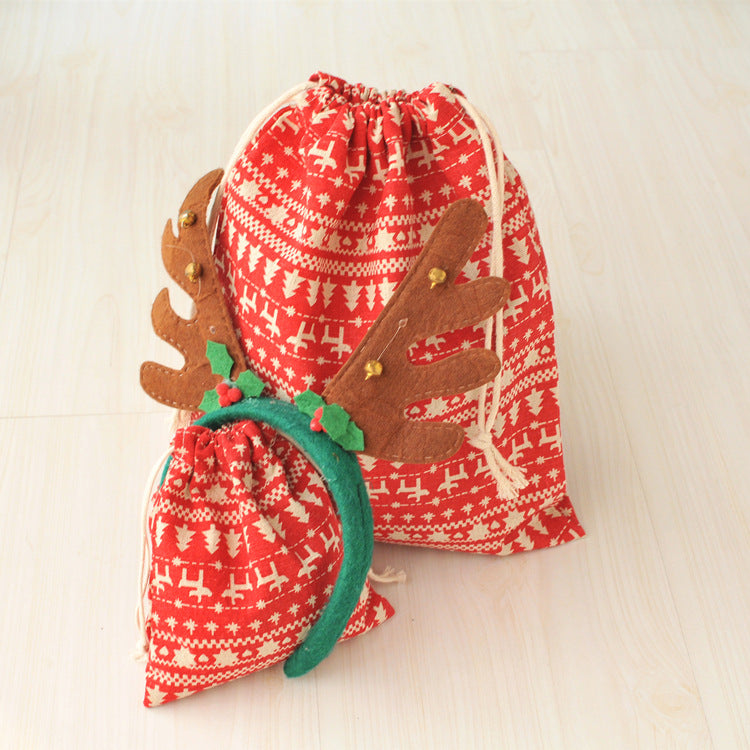 Linen Christmas Gift Bags