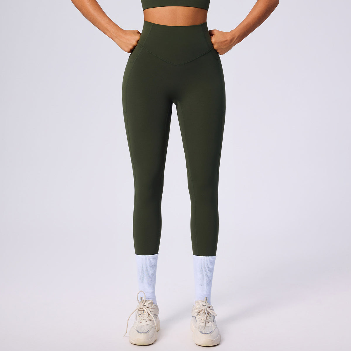 green activewear set with pockets