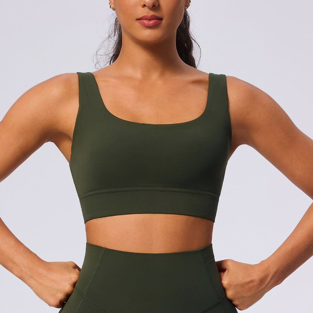 green activewear set with pockets
