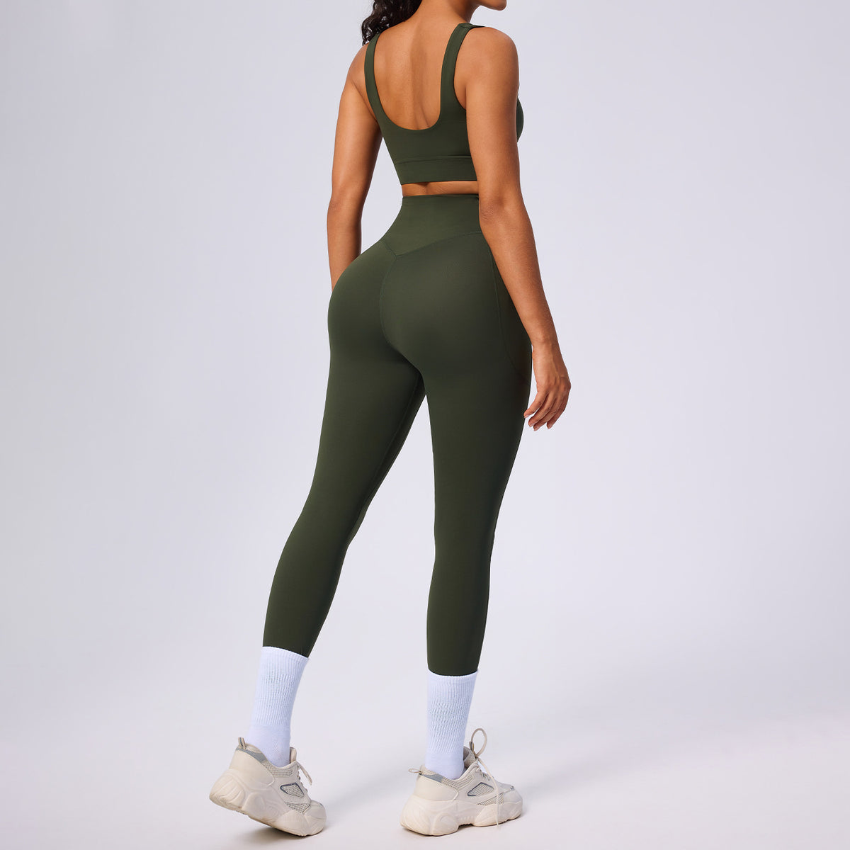 green activewear set with pockets