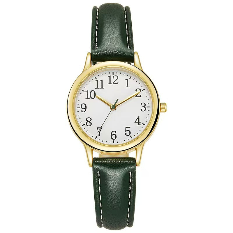 green leather watch