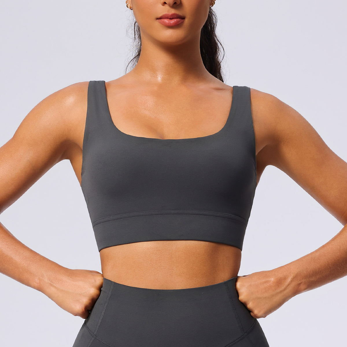 grey activewear set with pockets