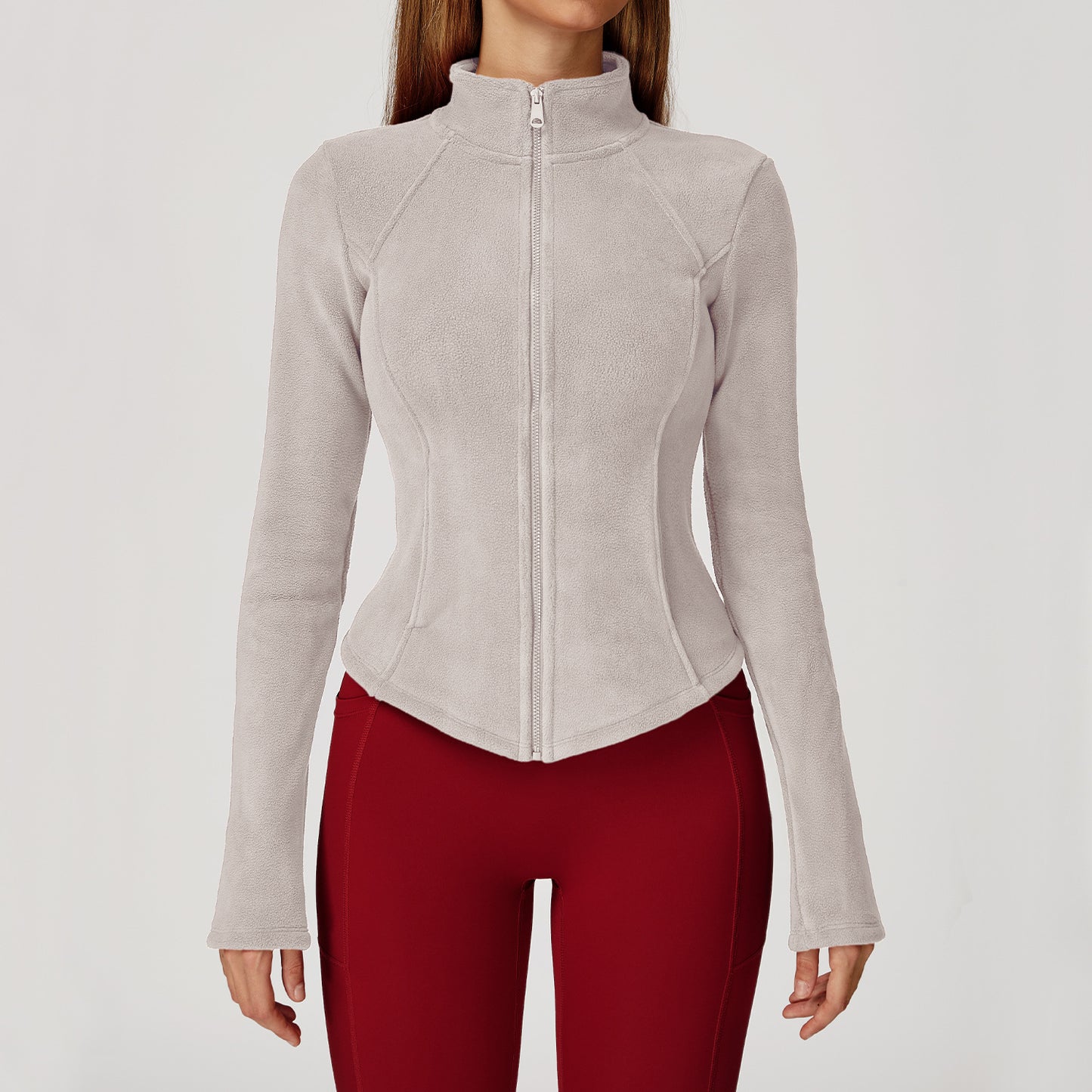 grey plush activewear coat