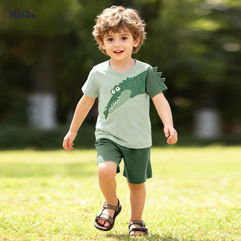 kids cotton crocodile set with pockets