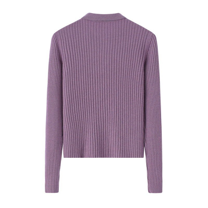back of the lilac cashmere sweater