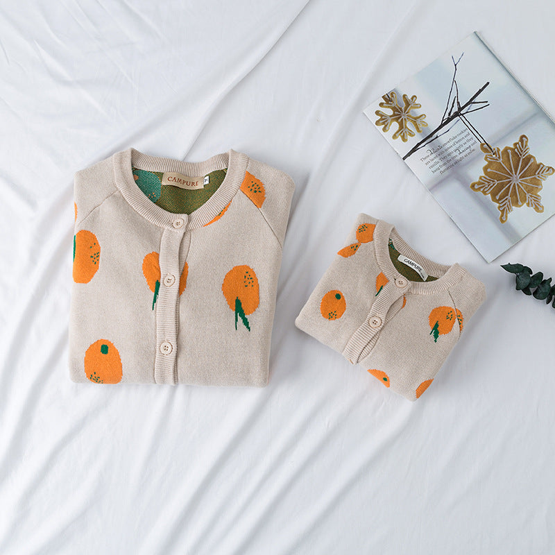 mommy and me orange cardigan