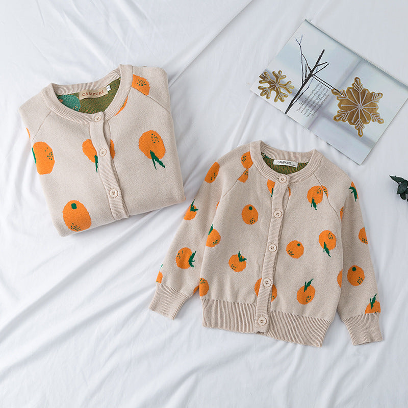 mommy and me orange cardigans