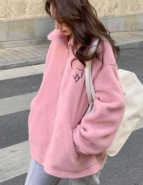 pink plush coat